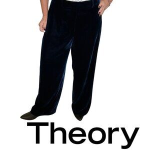 Theory Velvet Wide Leg Straight Pants Sz 12  Blueberry